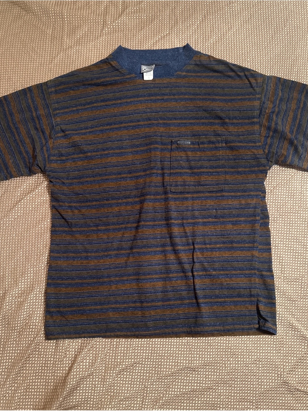 Vintage ‘90s O'Neill Striped Short-Sleeve Pocket Tee - Blue & Brown